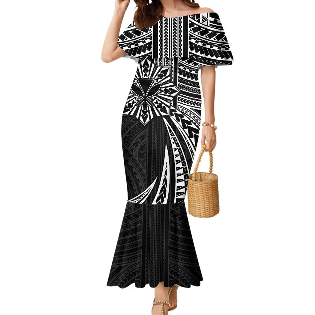 Hawaii And Philippines Mermaid Dress Kanaka Maoli With Tribal Sun Together Black