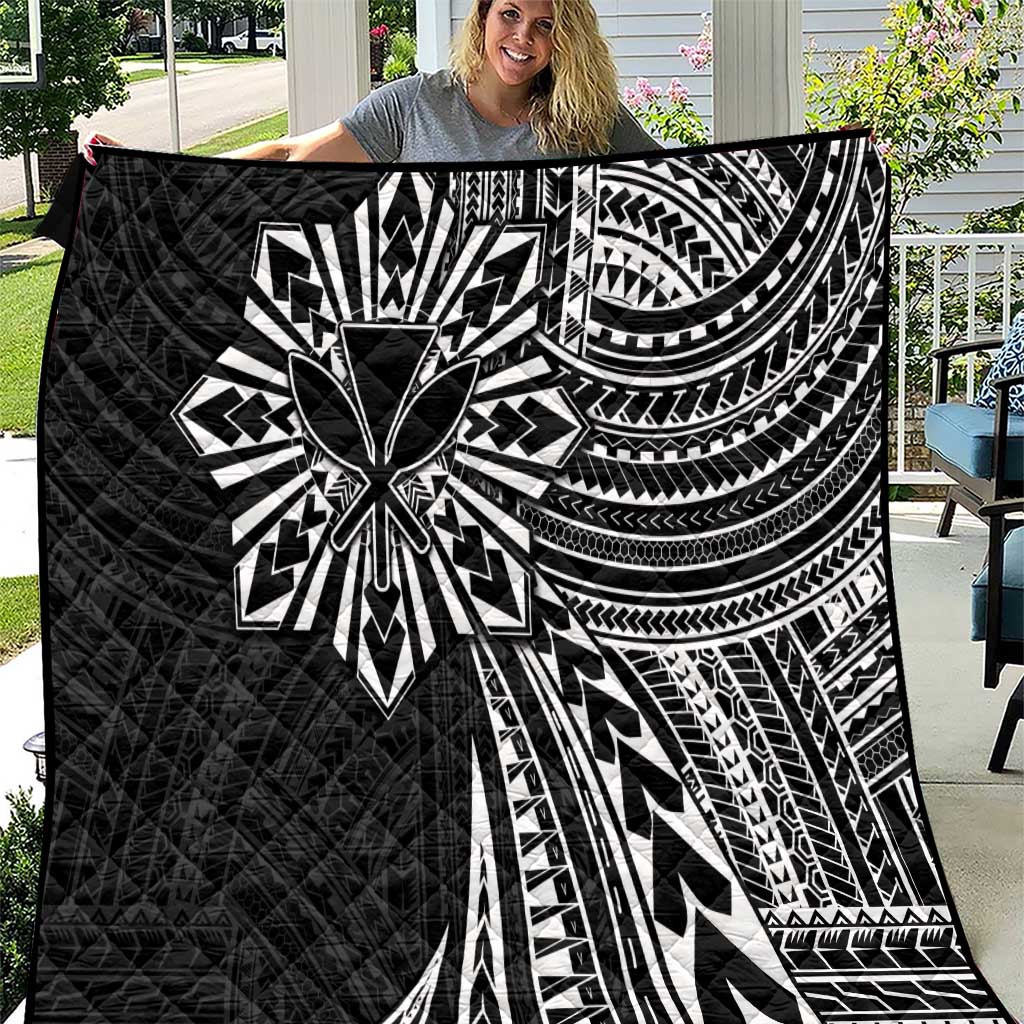 Hawaii And Philippines Quilt Kanaka Maoli With Tribal Sun Together Black