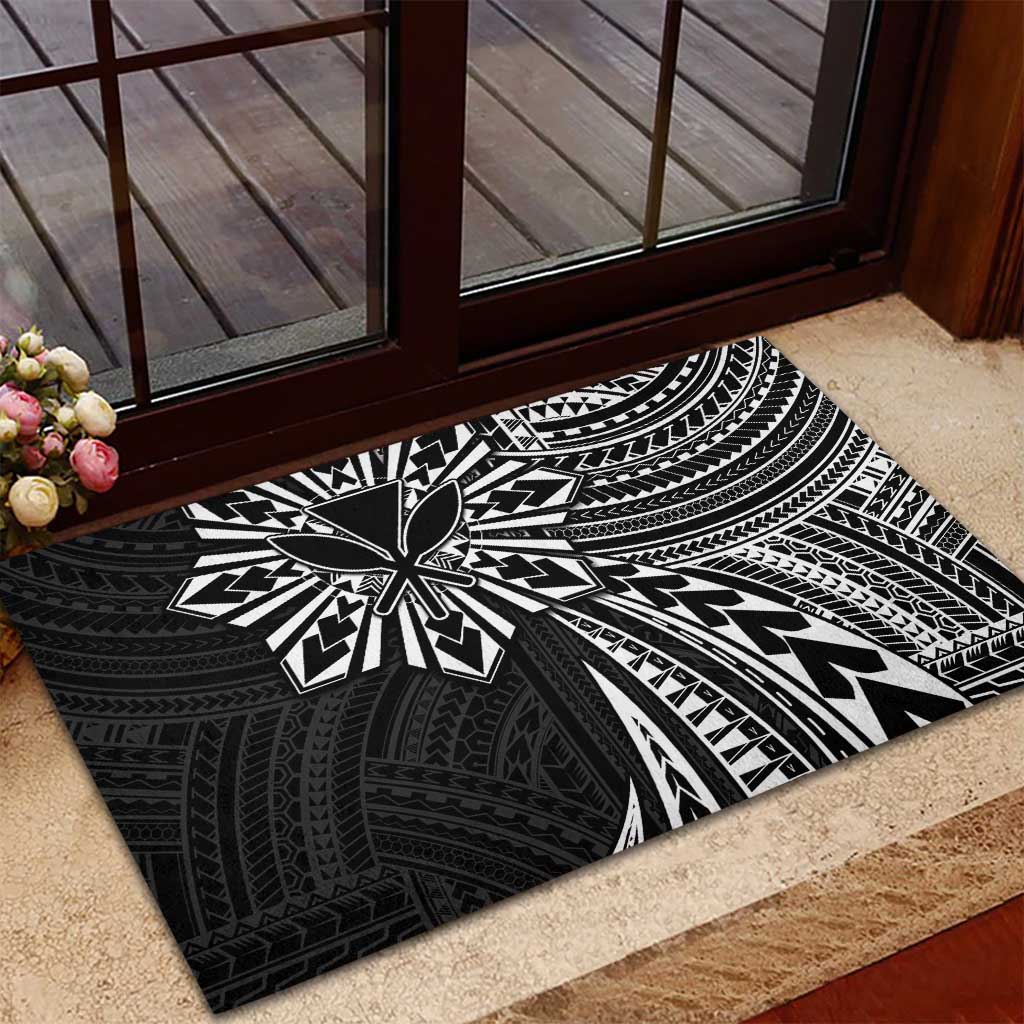 Hawaii And Philippines Rubber Doormat Kanaka Maoli With Tribal Sun Together Black