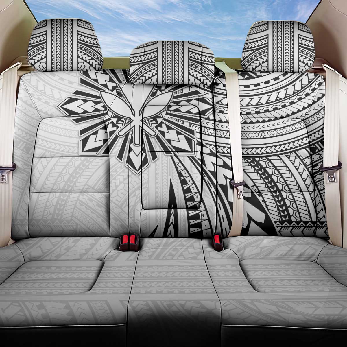 Hawaii And Philippines Back Car Seat Cover Kanaka Maoli With Tribal Sun Together White