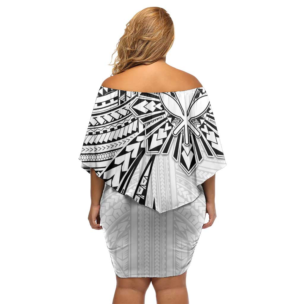 Hawaii And Philippines Family Matching Off Shoulder Short Dress and Hawaiian Shirt Kanaka Maoli With Tribal Sun Together White