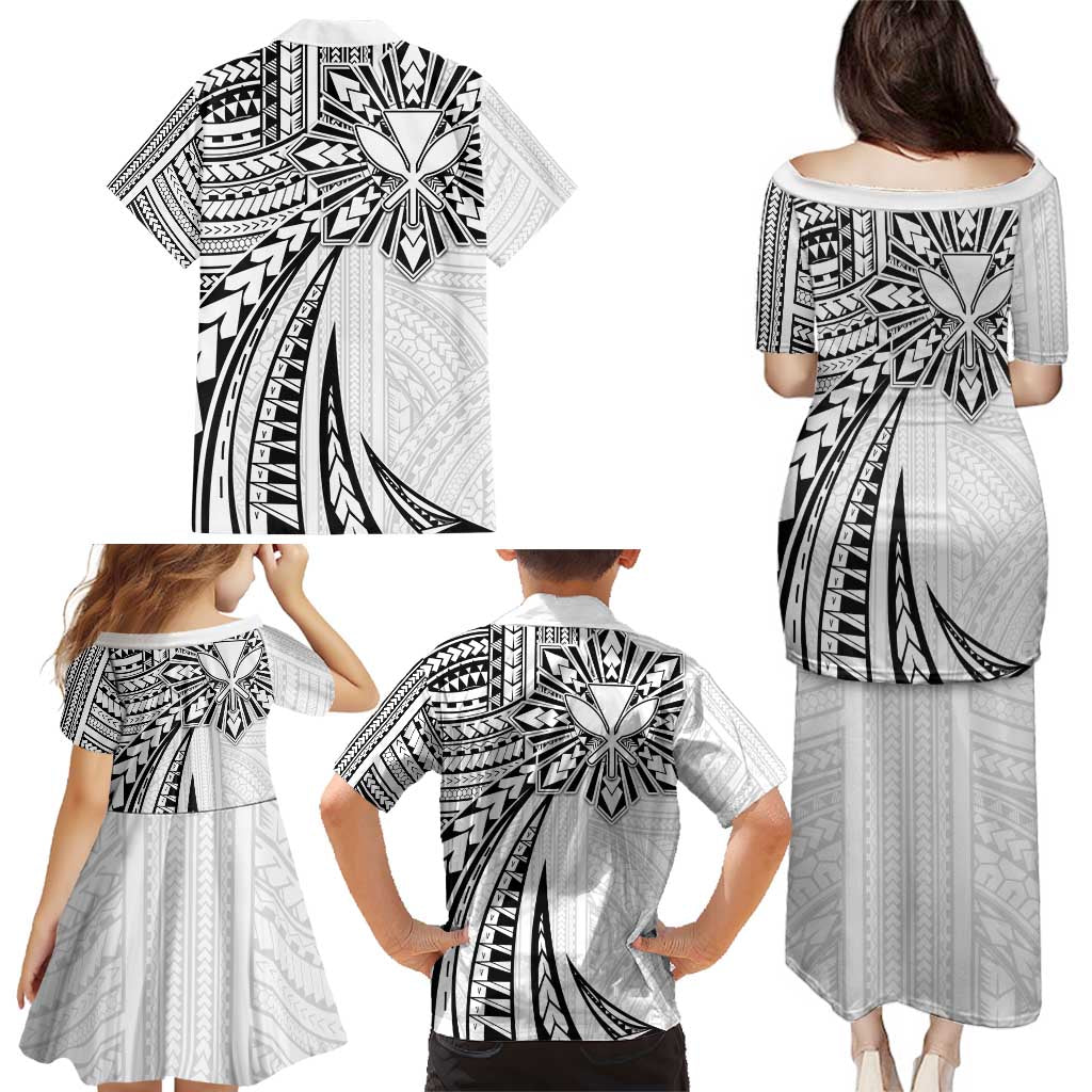 Hawaii And Philippines Family Matching Puletasi and Hawaiian Shirt Kanaka Maoli With Tribal Sun Together White LT05 - Polynesian Pride