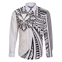 Hawaii And Philippines Family Matching Puletasi and Hawaiian Shirt Kanaka Maoli With Tribal Sun Together White LT05 Dad's Shirt - Long Sleeve White - Polynesian Pride
