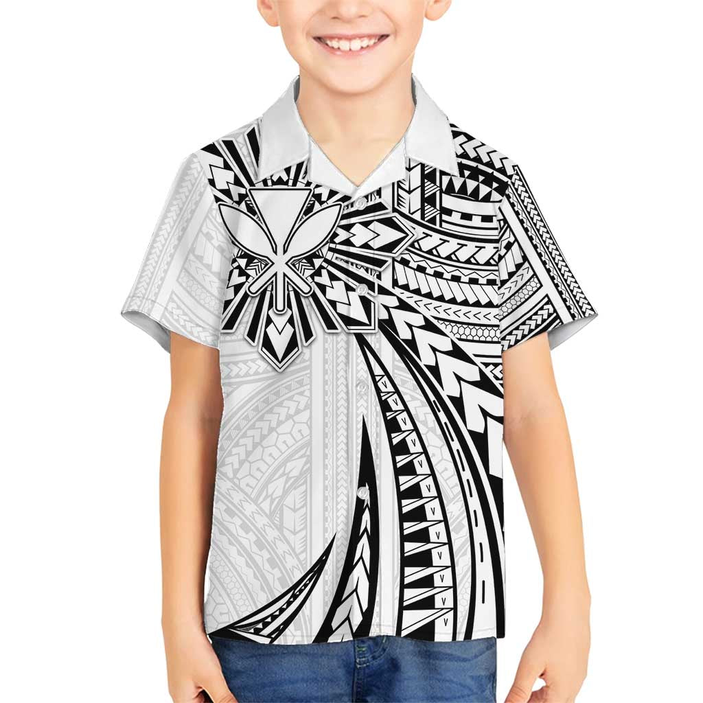 Hawaii And Philippines Family Matching Puletasi and Hawaiian Shirt Kanaka Maoli With Tribal Sun Together White LT05 Son's Shirt White - Polynesian Pride