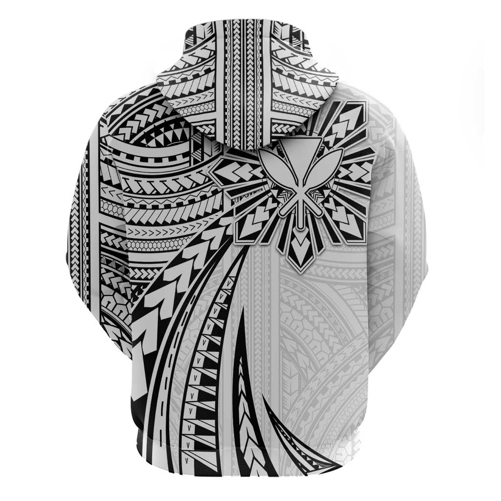 Hawaii And Philippines Hoodie Kanaka Maoli With Tribal Sun Together White