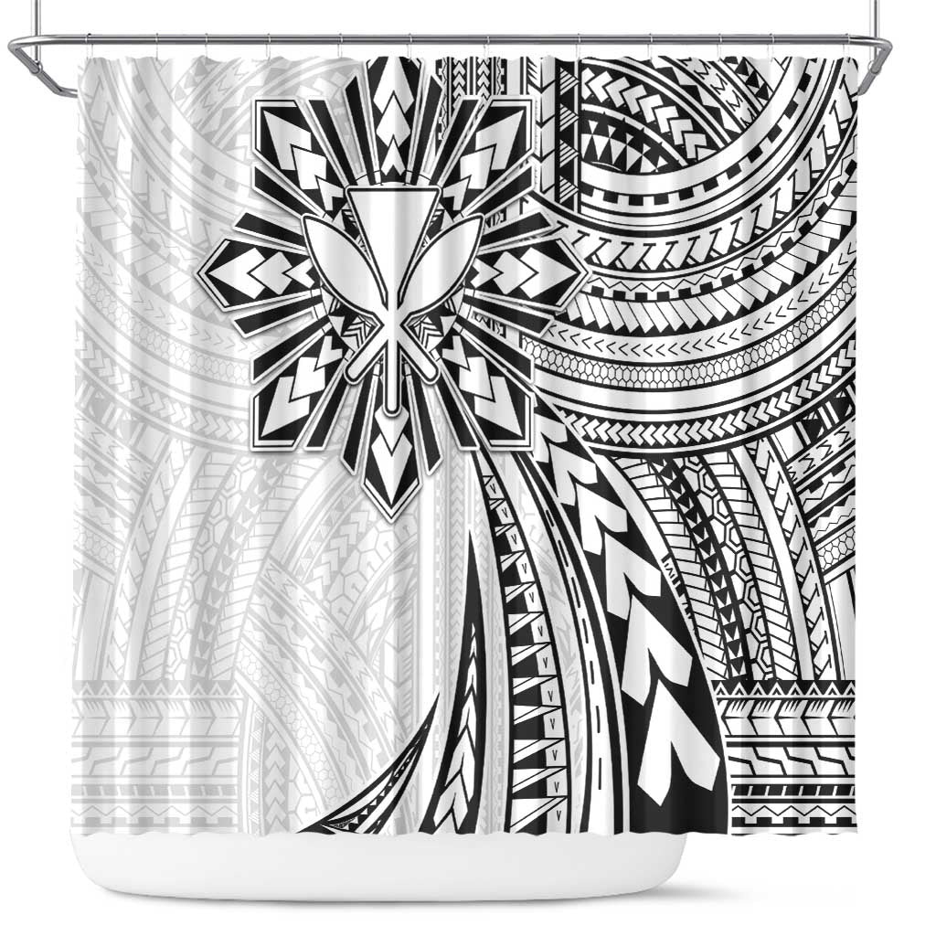 Hawaii And Philippines Shower Curtain Kanaka Maoli With Tribal Sun Together White