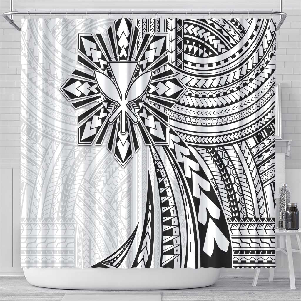 Hawaii And Philippines Shower Curtain Kanaka Maoli With Tribal Sun Together White