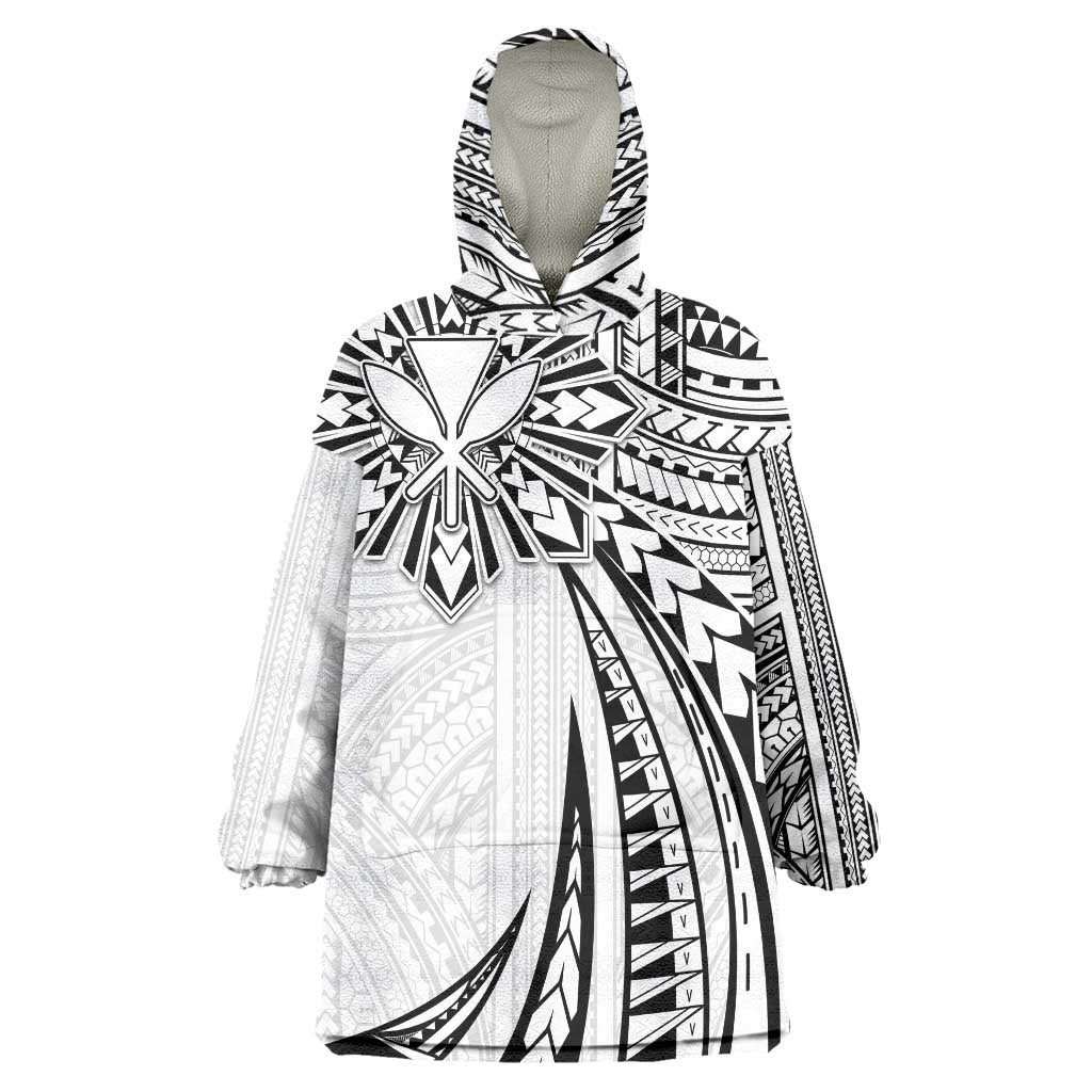 Hawaii And Philippines Wearable Blanket Hoodie Kanaka Maoli With Tribal Sun Together White