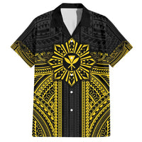Hawaii And Philippines Together Hawaiian Shirt Polynesian Pattern With Filipino Barong Gold