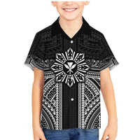Hawaii And Philippines Together Family Matching Mermaid Dress and Hawaiian Shirt Polynesian Pattern With Filipino Barong Black
