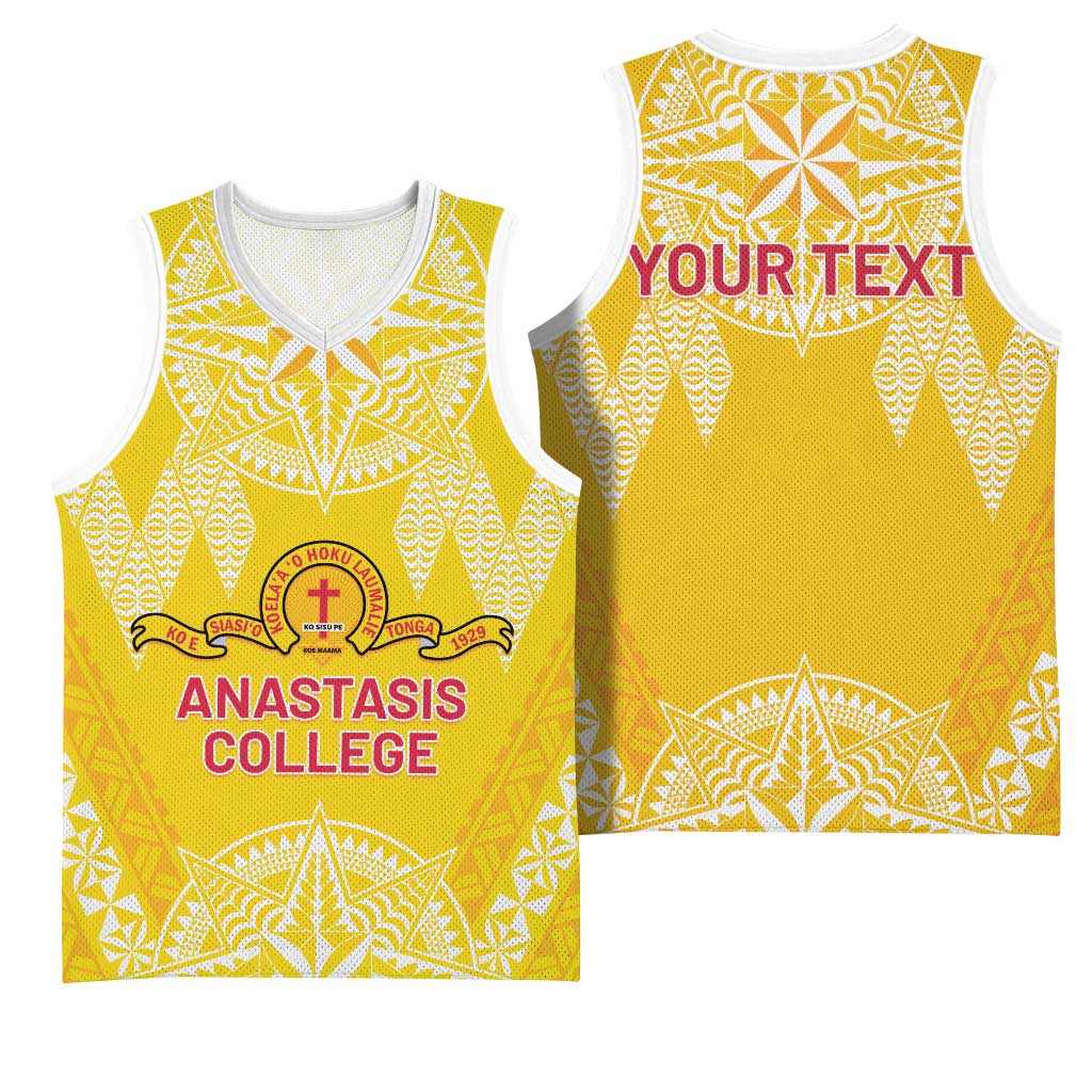 Personalised Anastasis College Basketball Jersey Tonga Ngatu Pattern LT05 - Polynesian Pride