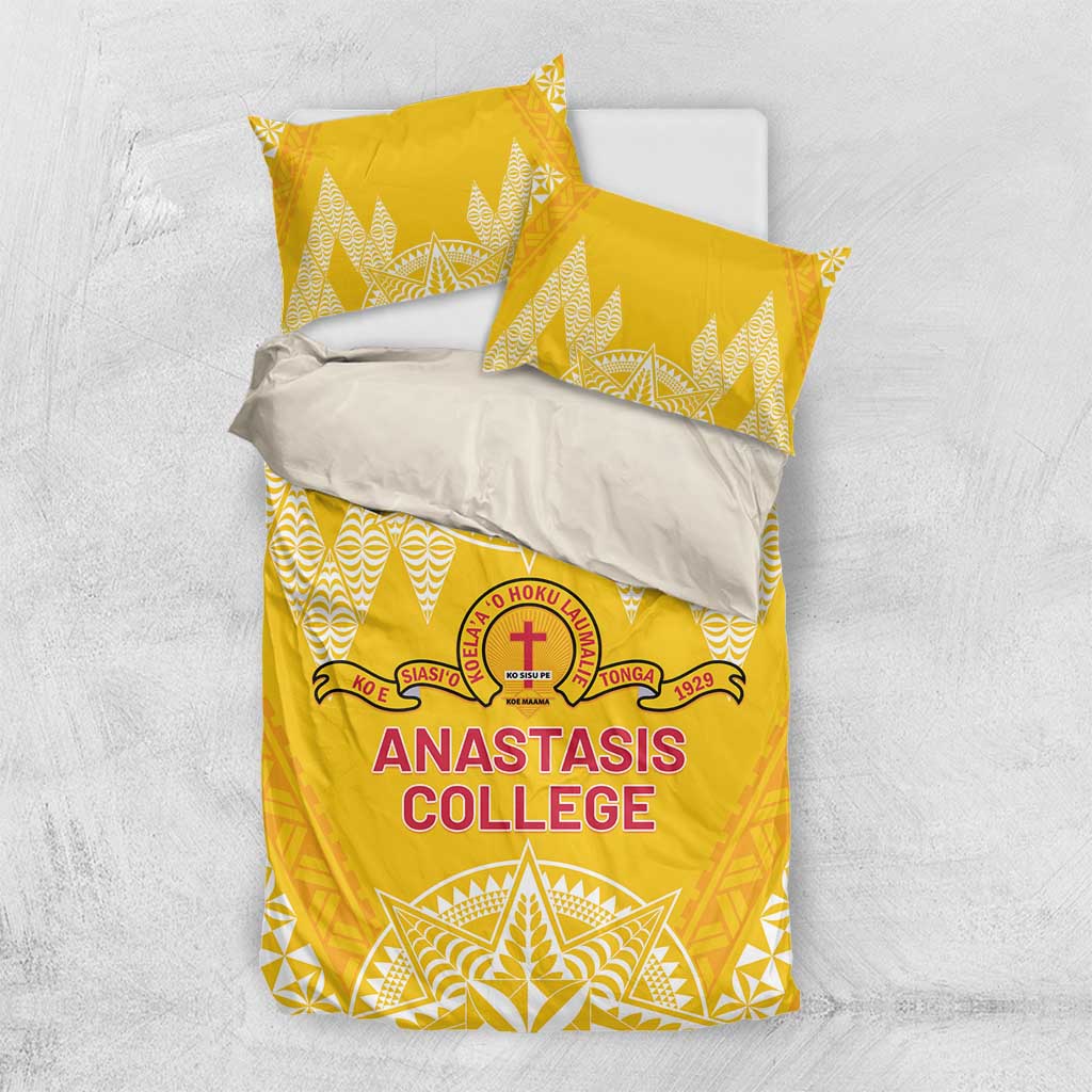 Anastasis College Bedding Set Tonga Ngatu Pattern LT05 US Twin 172cm x 218cm Yellow - Polynesian Pride