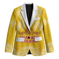 Personalised Anastasis College Blazer Tonga Ngatu Pattern LT05 Unisex Yellow - Polynesian Pride