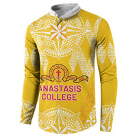 Personalised Anastasis College Button Sweatshirt Tonga Ngatu Pattern LT05 - Polynesian Pride