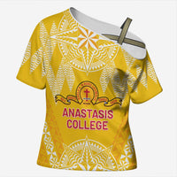 Personalised Anastasis College Cross Shoulder Shirt Tonga Ngatu Pattern - Polynesian Pride