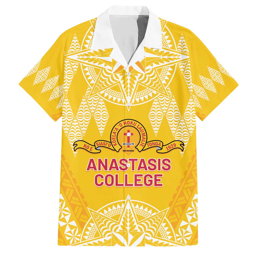 Personalised Anastasis College Family Matching Short Sleeve Bodycon Dress and Hawaiian Shirt Tonga Ngatu Pattern - Polynesian Pride