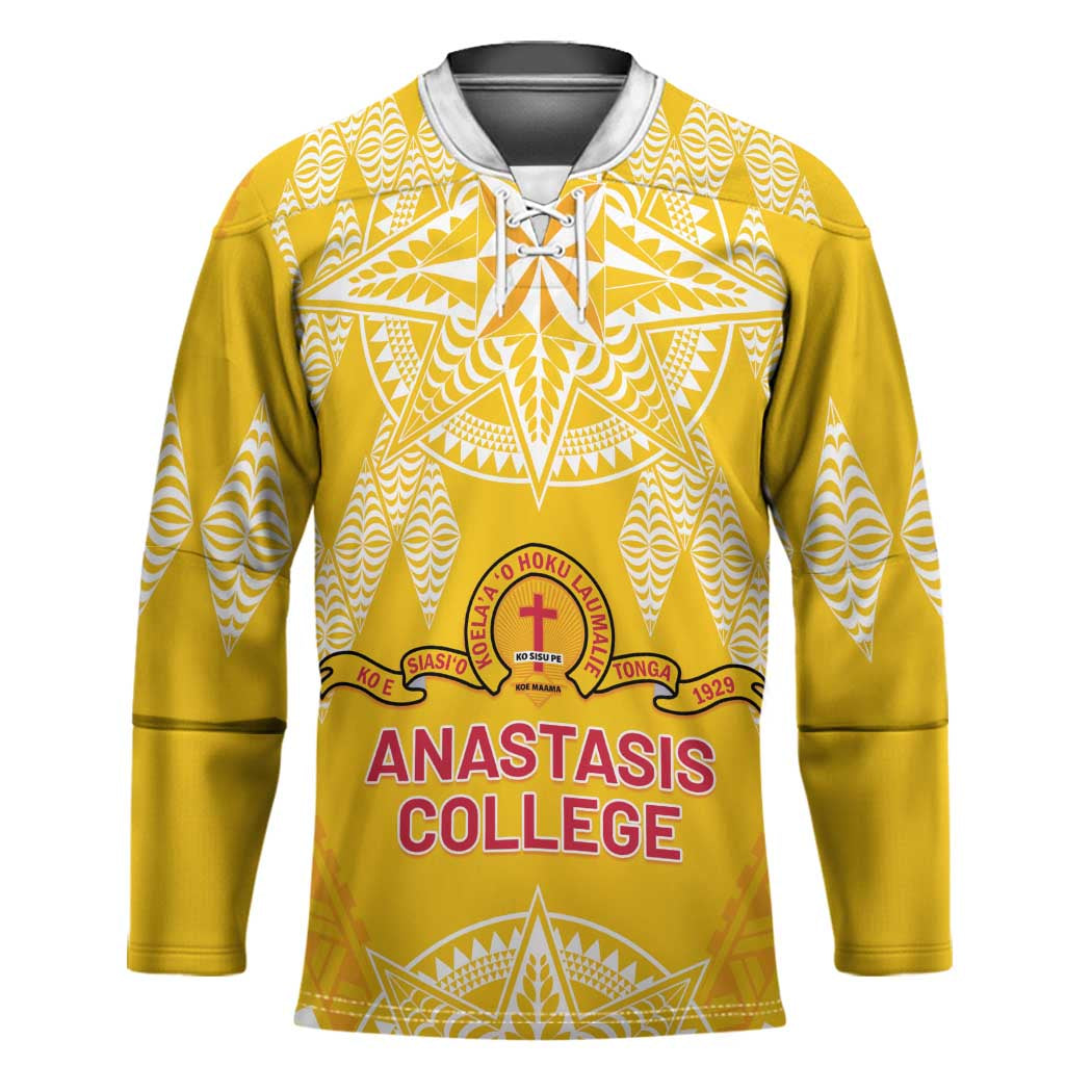Personalised Anastasis College Hockey Jersey Tonga Ngatu Pattern LT05 Unisex Yellow - Polynesian Pride