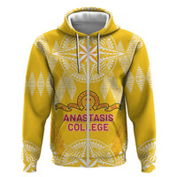 Personalised Anastasis College Hoodie Tonga Ngatu Pattern LT05 Zip Hoodie Yellow - Polynesian Pride
