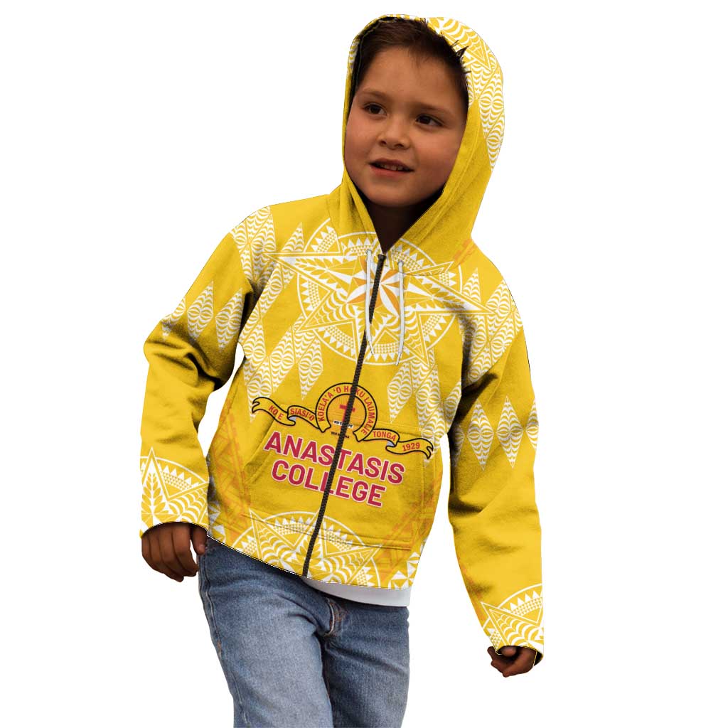 Personalised Anastasis College Kid Hoodie Tonga Ngatu Pattern - Polynesian Pride