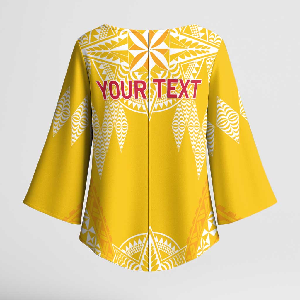 Personalised Anastasis College Kimono Sleeve Blouse Tonga Ngatu Pattern - Polynesian Pride