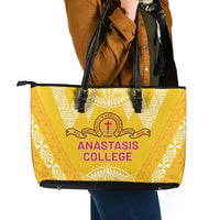 Anastasis College Leather Tote Bag Tonga Ngatu Pattern LT05 - Polynesian Pride