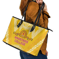 Anastasis College Leather Tote Bag Tonga Ngatu Pattern LT05 - Polynesian Pride