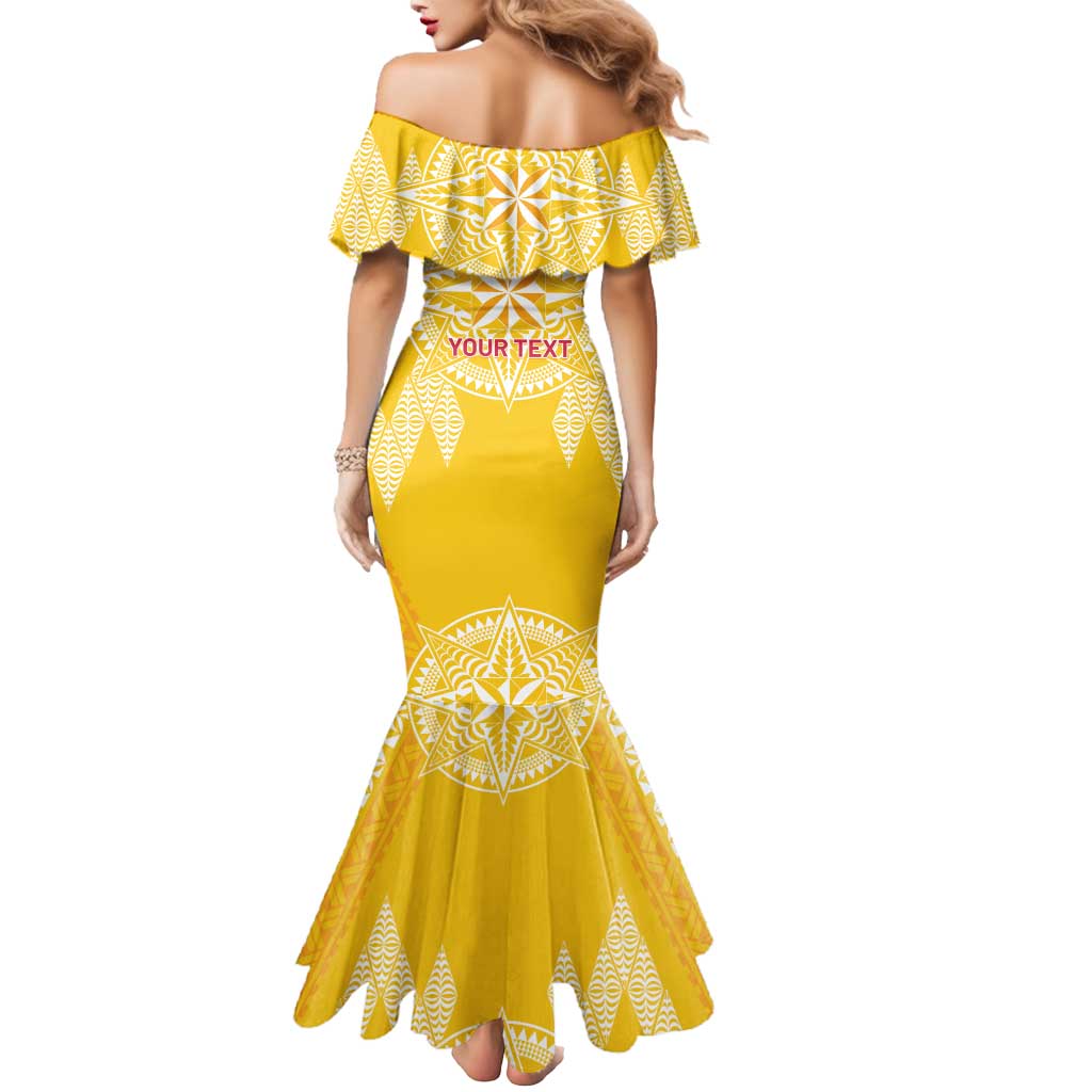 Personalised Anastasis College Mermaid Dress Tonga Ngatu Pattern LT05 - Polynesian Pride