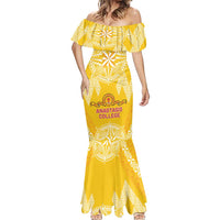 Personalised Anastasis College Mermaid Dress Tonga Ngatu Pattern LT05 - Polynesian Pride