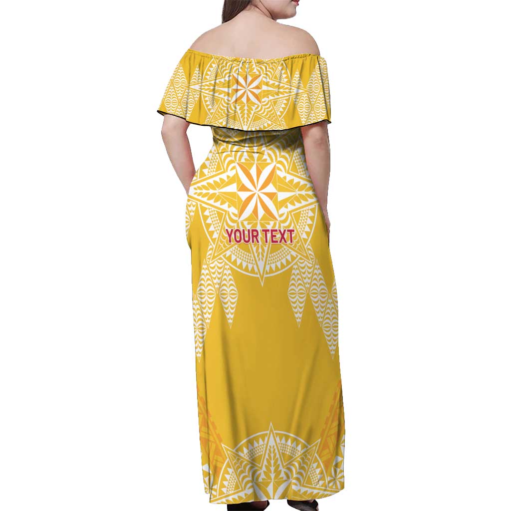 Personalised Anastasis College Off Shoulder Maxi Dress Tonga Ngatu Pattern LT05 - Polynesian Pride