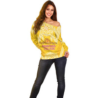Personalised Anastasis College Off Shoulder Sweater Tonga Ngatu Pattern LT05 - Polynesian Pride