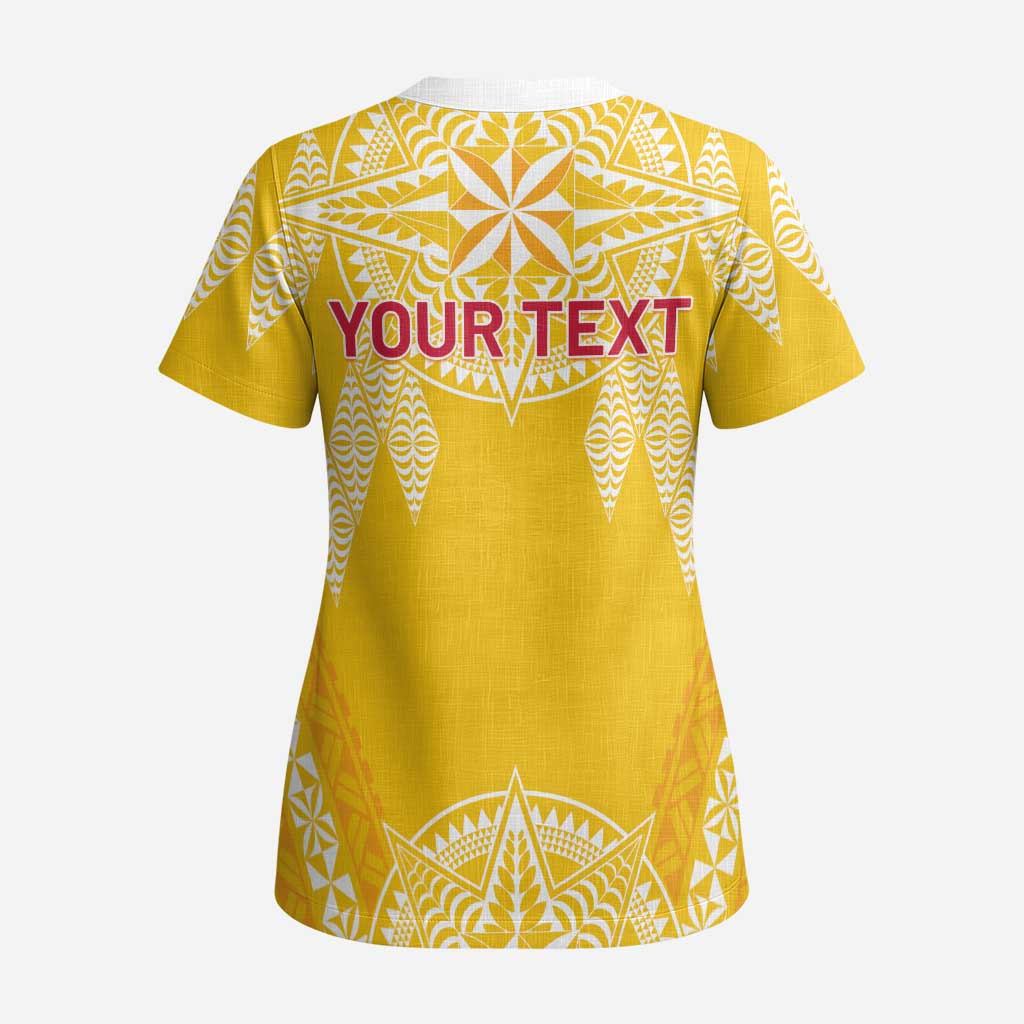 Personalised Anastasis College Scrub Top Tonga Ngatu Pattern - Polynesian Pride