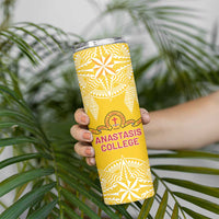 Personalised Anastasis College Skinny Tumbler Tonga Ngatu Pattern LT05 - Polynesian Pride