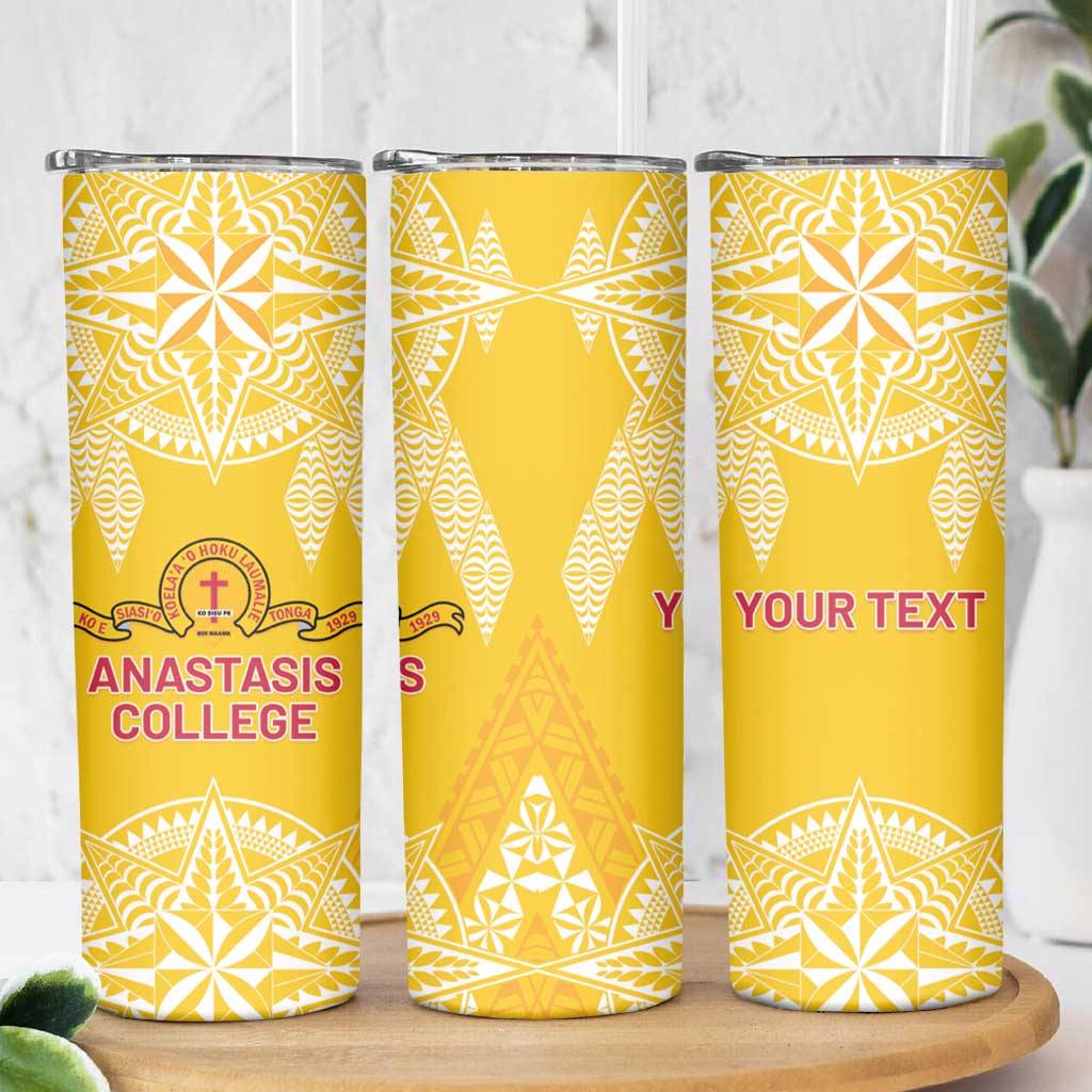 Personalised Anastasis College Skinny Tumbler Tonga Ngatu Pattern LT05 - Polynesian Pride