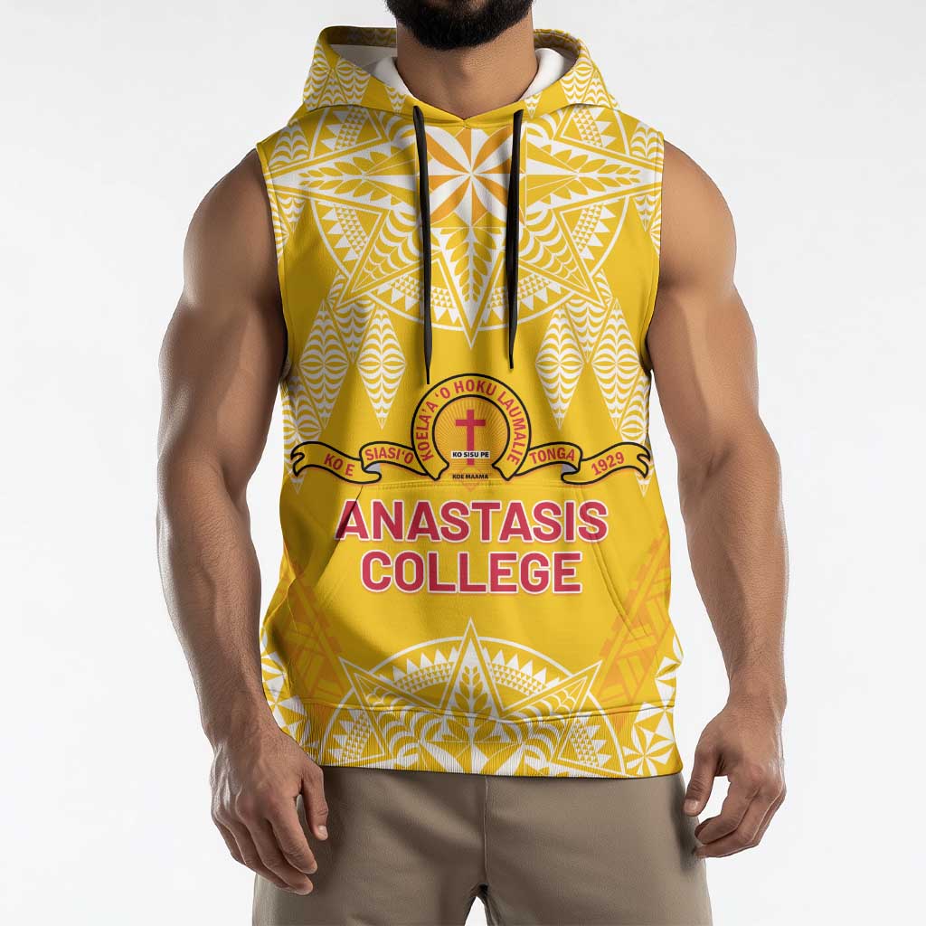 Personalised Anastasis College Sleeveless Hoodie Tonga Ngatu Pattern LT05 - Polynesian Pride