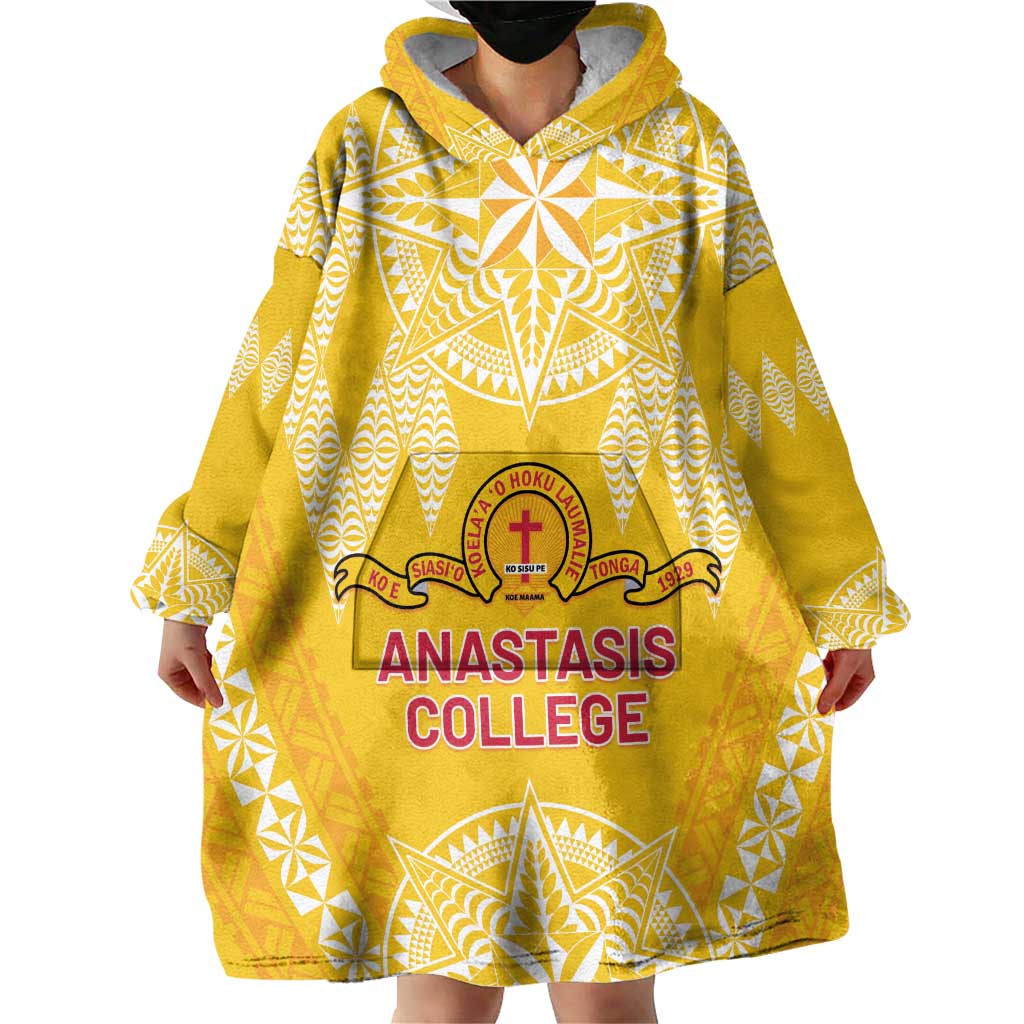Personalised Anastasis College Wearable Blanket Hoodie Tonga Ngatu Pattern LT05 - Polynesian Pride