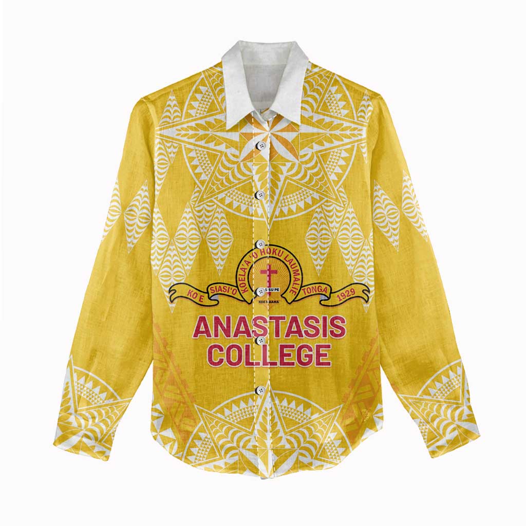 Personalised Anastasis College Women Casual Shirt Tonga Ngatu Pattern LT05 - Polynesian Pride