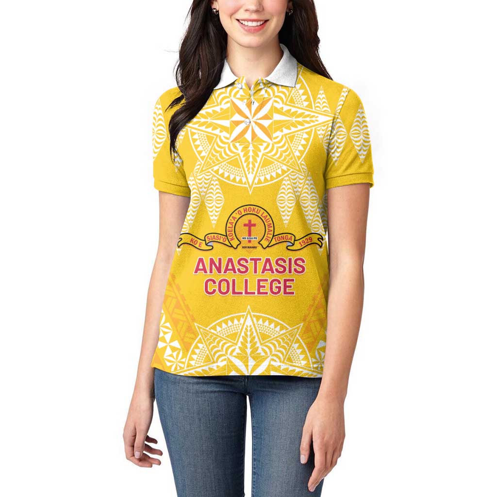 Personalised Anastasis College Women Polo Shirt Tonga Ngatu Pattern LT05 - Polynesian Pride