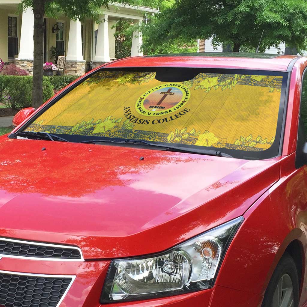 Tonga Anastasis College Auto Sun Shade Tongan Ngatu Kupesi Pattern - Polynesian Pride