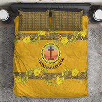 Tonga Anastasis College Bedding Set Tongan Ngatu Kupesi Pattern LT05 Yellow - Polynesian Pride