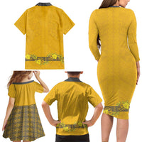 Tonga Anastasis College Family Matching Long Sleeve Bodycon Dress and Hawaiian Shirt Tongan Ngatu Kupesi Pattern - Polynesian Pride