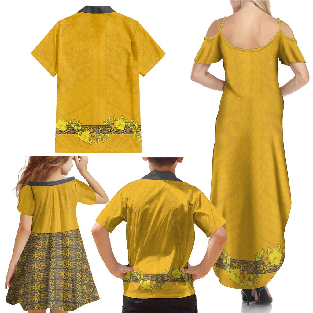 Tonga Anastasis College Family Matching Summer Maxi Dress and Hawaiian Shirt Tongan Ngatu Kupesi Pattern - Polynesian Pride