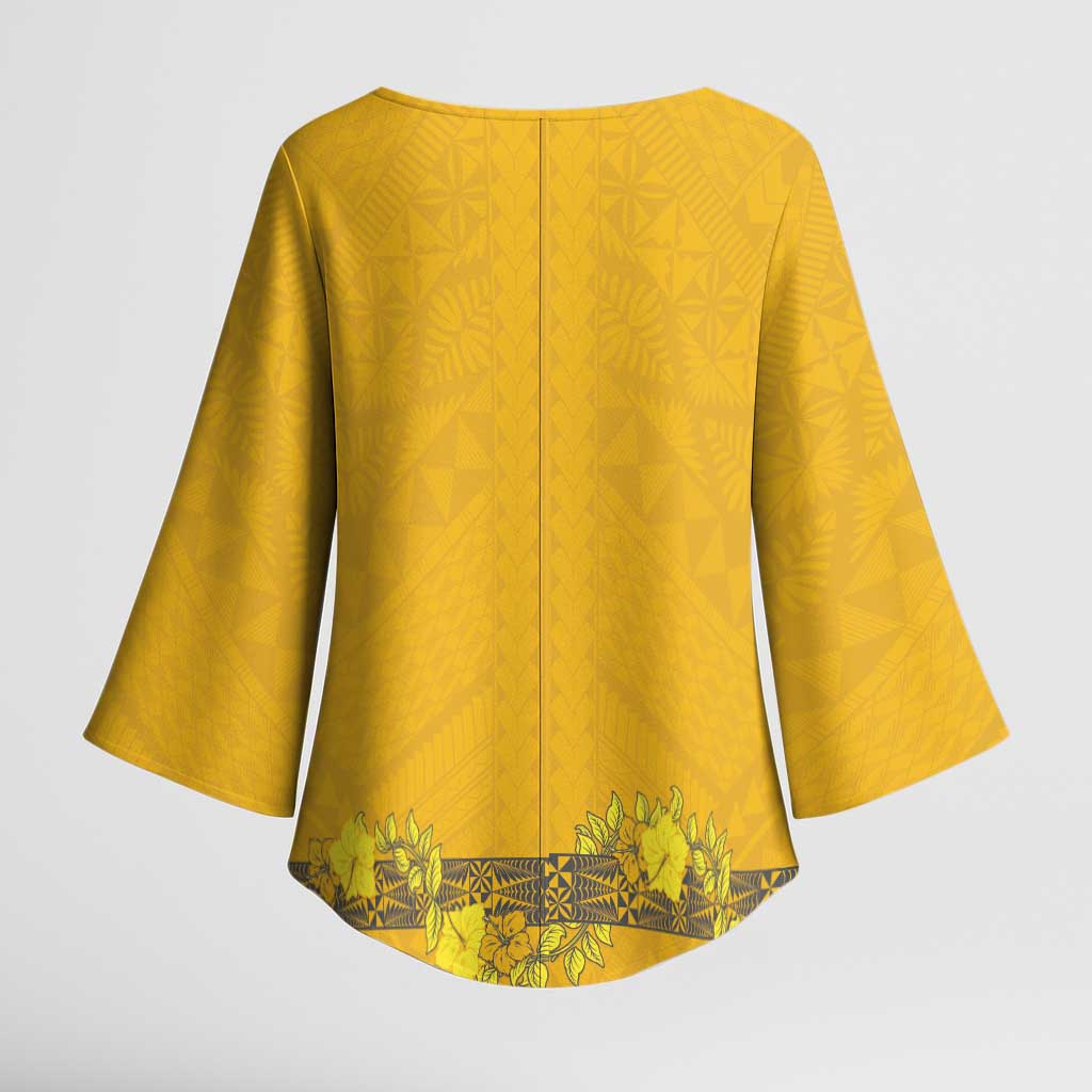 Tonga Anastasis College Kimono Sleeve Blouse Tongan Ngatu Kupesi Pattern - Polynesian Pride