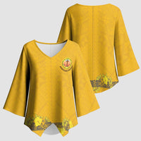 Tonga Anastasis College Kimono Sleeve Blouse Tongan Ngatu Kupesi Pattern - Polynesian Pride