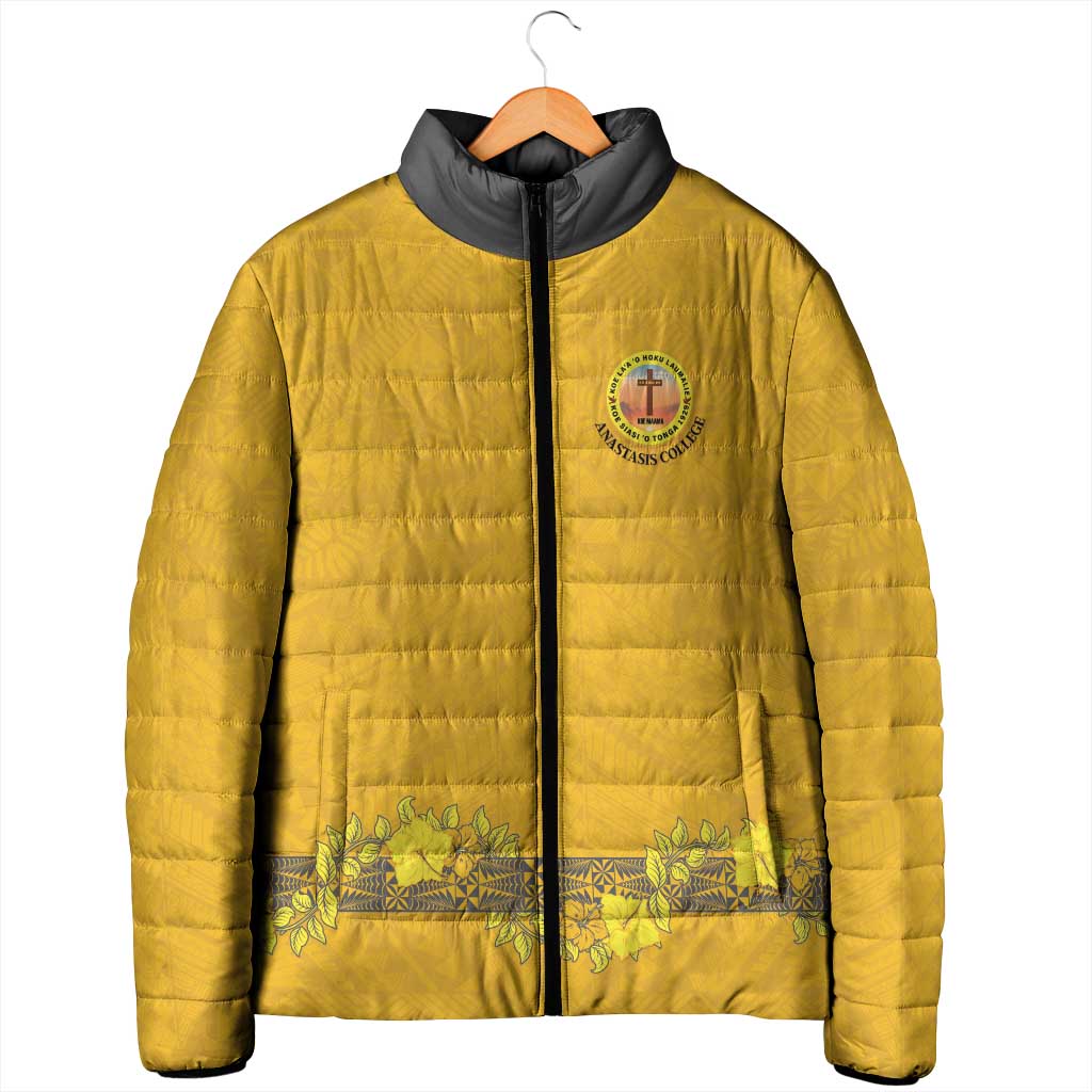 Tonga Anastasis College Padded Jacket Tongan Ngatu Kupesi Pattern - Polynesian Pride