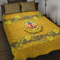 Tonga Anastasis College Quilt Bed Set Tongan Ngatu Kupesi Pattern LT05 Yellow - Polynesian Pride