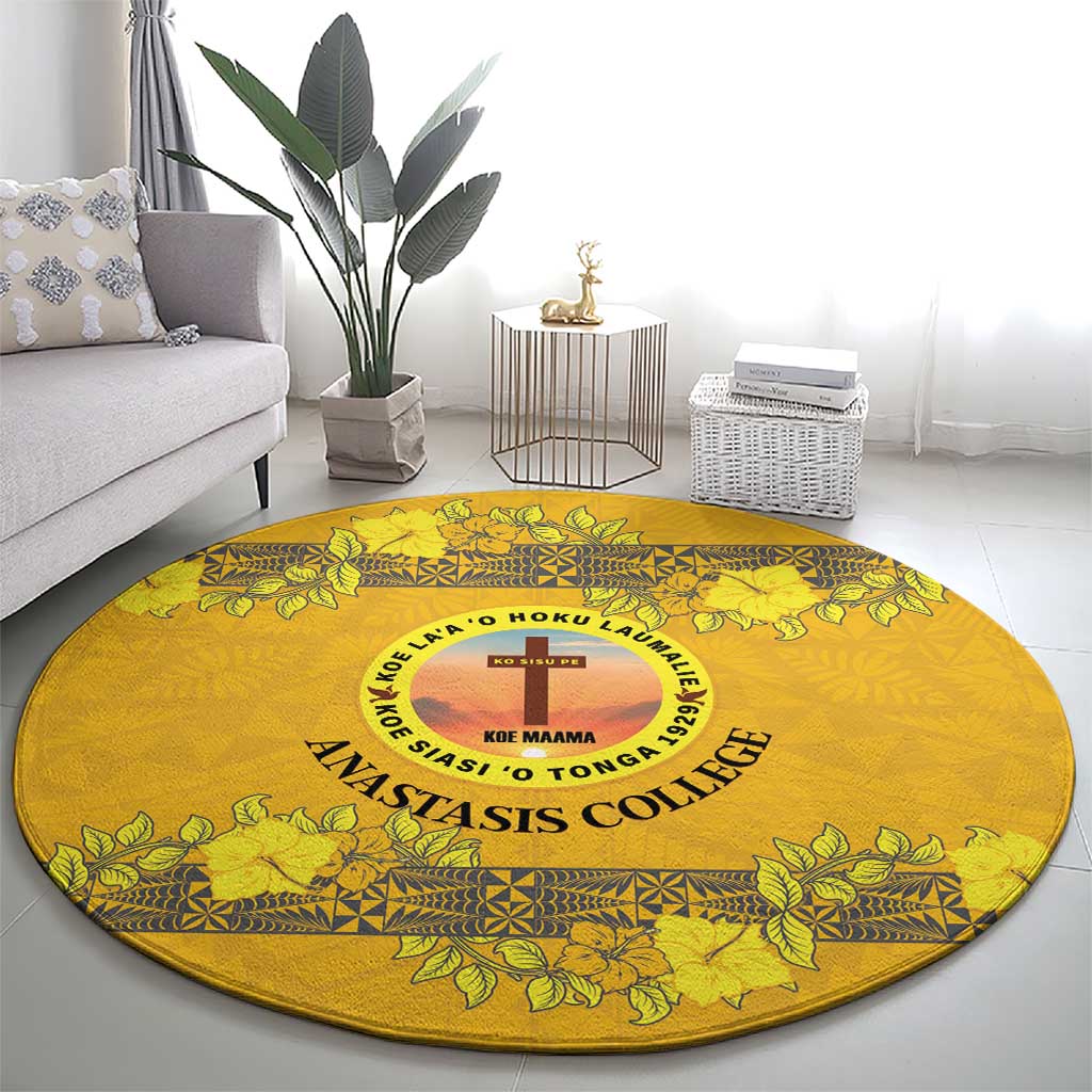 Tonga Anastasis College Round Carpet Tongan Ngatu Kupesi Pattern LT05 - Polynesian Pride