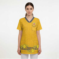 Tonga Anastasis College Scrub Top Tongan Ngatu Kupesi Pattern - Polynesian Pride