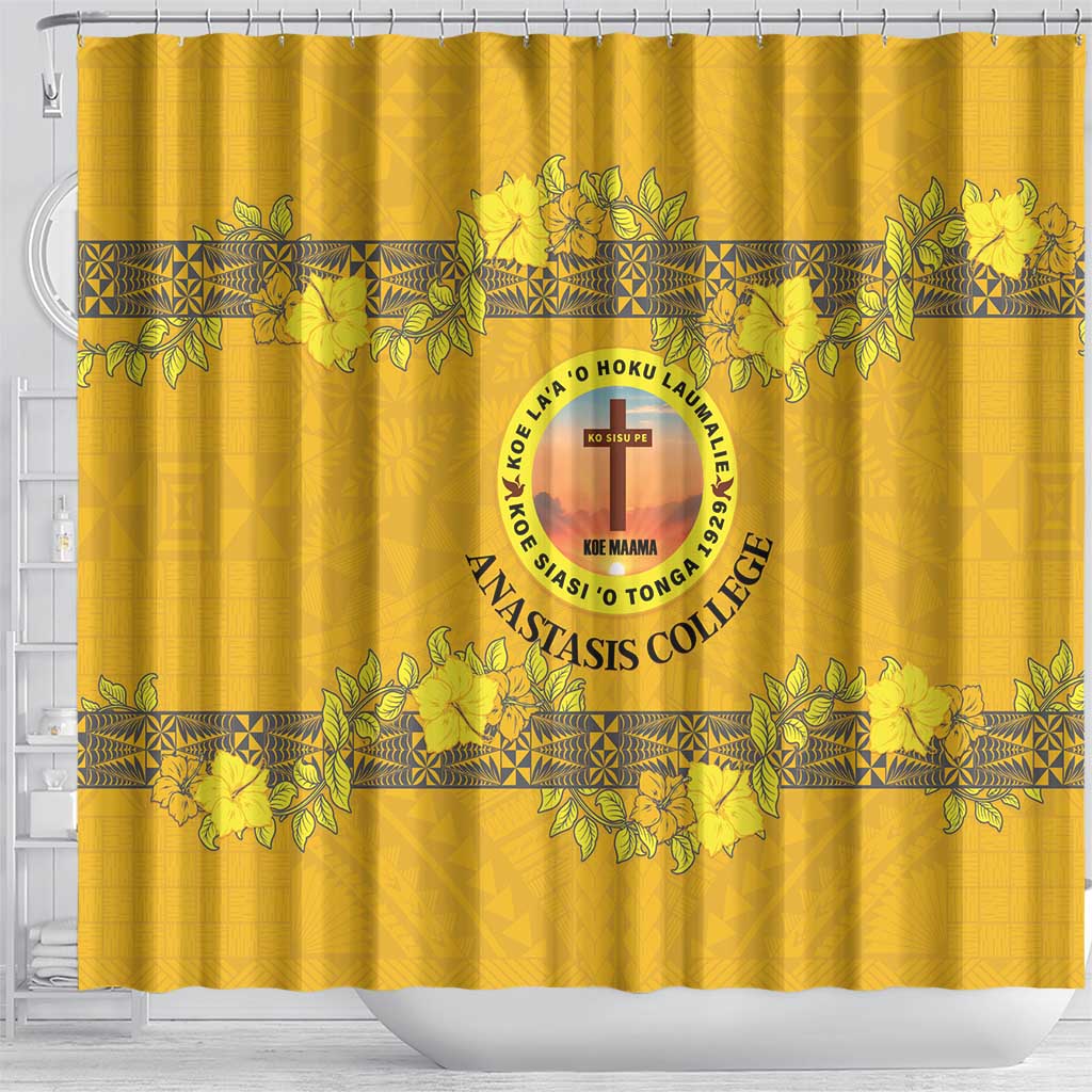 Tonga Anastasis College Shower Curtain Tongan Ngatu Kupesi Pattern LT05 - Polynesian Pride