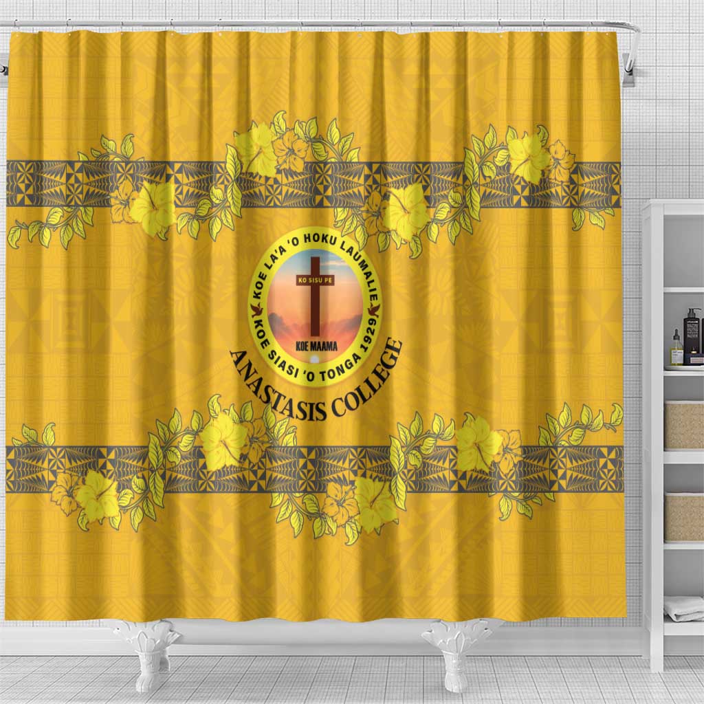 Tonga Anastasis College Shower Curtain Tongan Ngatu Kupesi Pattern LT05 - Polynesian Pride