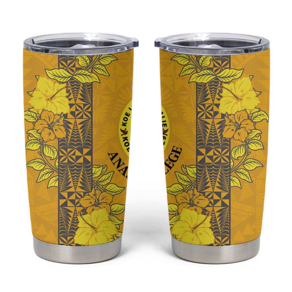 Tonga Anastasis College Tumbler Cup Tongan Ngatu Kupesi Pattern LT05 Yellow - Polynesian Pride